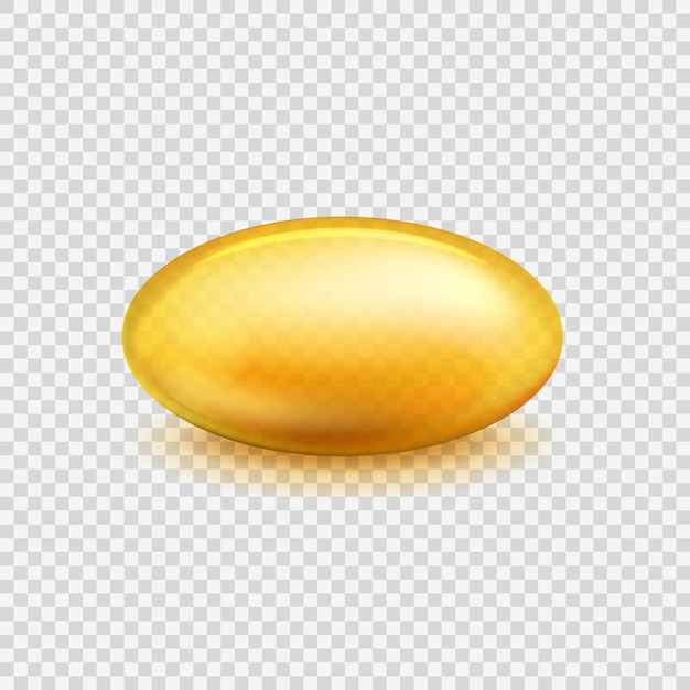 Capsula d'olio. Pillola vitaminica omega 3 olio di pesce, nutriente dieta medica di acidi grassi organici. Mockup di capsule trasparenti oro cosmetico