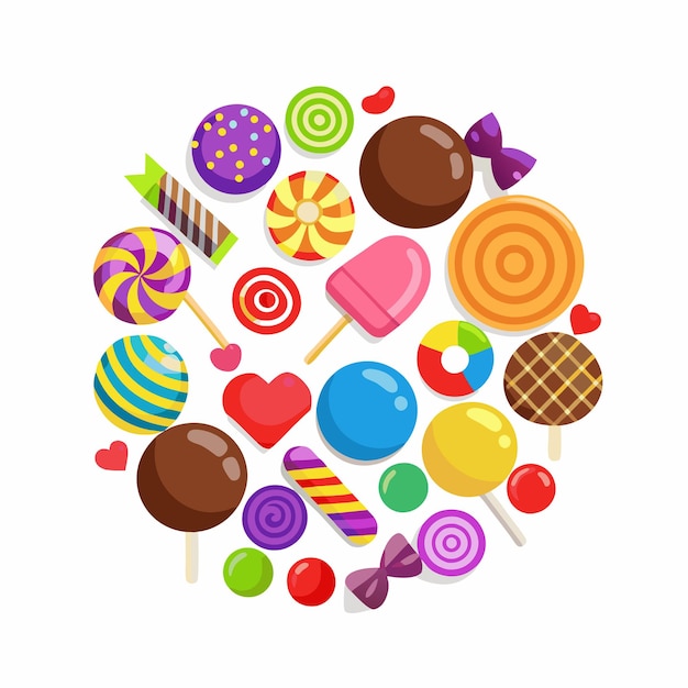 Caramelle dolci Elementi piatti Set 2