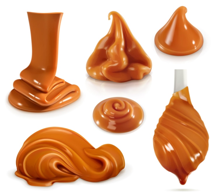 Vettore caramello dolce, imposta illustrazione realistica