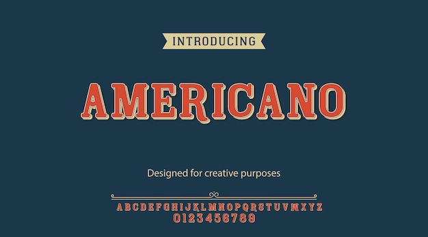 Carattere americano. Digitare il design