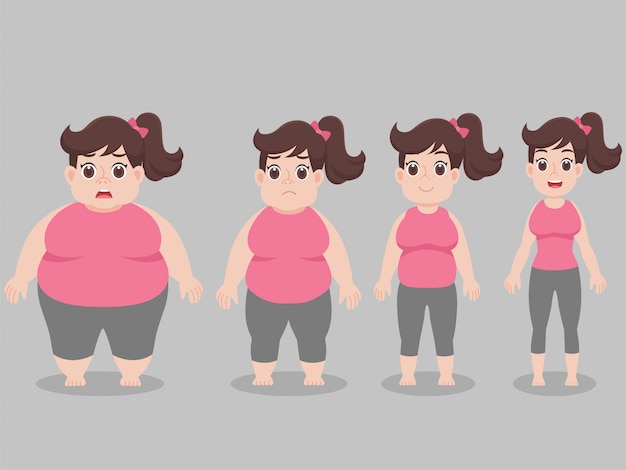 Carattere Big Fat Woman per perdere peso Stile di vita Assistenza sanitaria