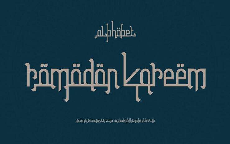 Carattere decorativo elegante e di lusso per il carattere del logo dei caratteri tipografici Ramadan Vettore Premium