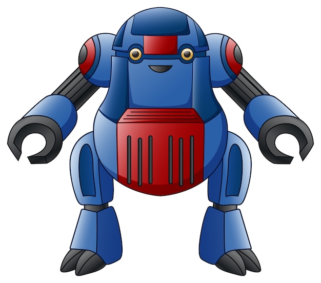 Carattere del robot blu isolato su sfondo bianco