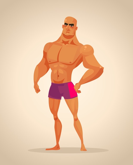 Carattere di bodybuilder uomo forte. illustrazione del fumetto