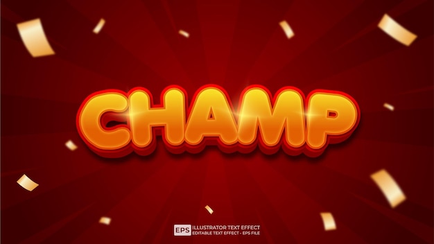Carattere di effetto testo modificabile Champ 3D