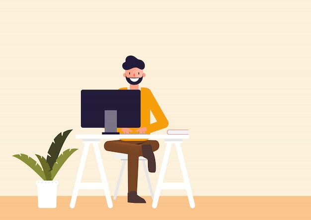 Carattere di persone che lavorano come freelance.