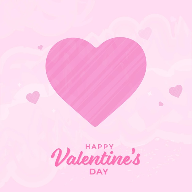 Carattere di San Valentino felice con cuore a strisce su sfondo rosa.