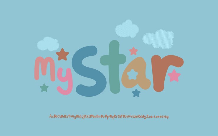 Carattere divertente per bambini Caratteri tipografici per bambini carattere logo Vettore Premium