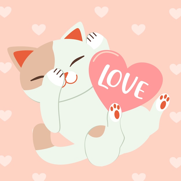 Carattere gatto con cuore