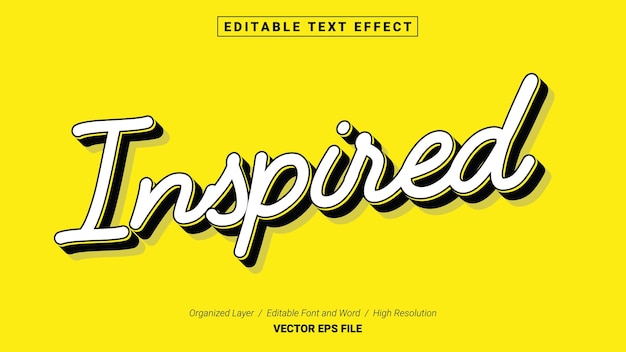 Carattere ispirato modificabile. Modello di tipografia Stile effetto testo. Lettering illustrazione vettoriale Logo.