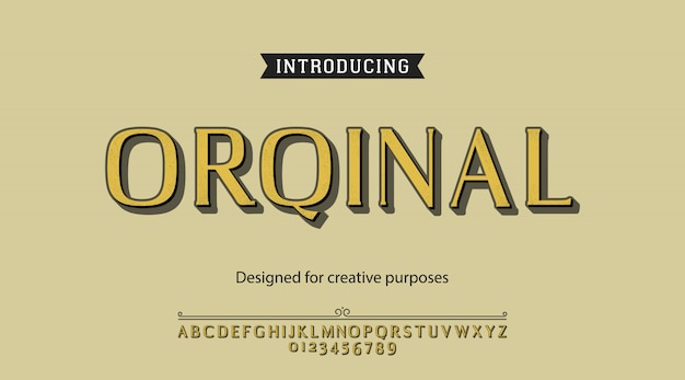 Carattere originale. Per etichette e disegni di tipi diversi
