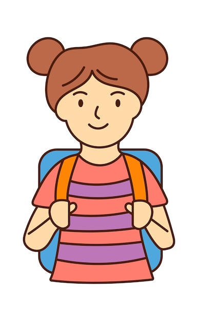 Carattere studentessa Ritorno a scuola elemento di design Illustrazione vettoriale