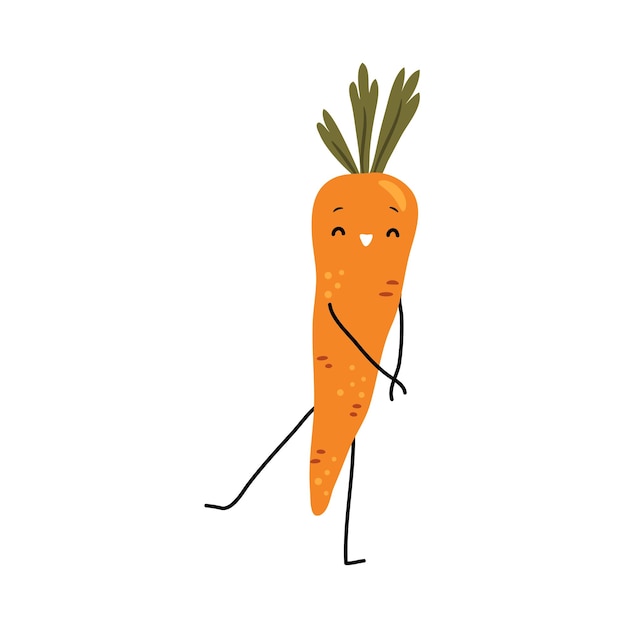 Carattere vegetale carino con una carota sorridente
