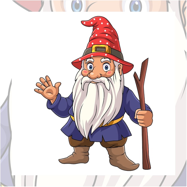 Caratteristica del personaggio della mascotte del cartone animato del gnomo carino