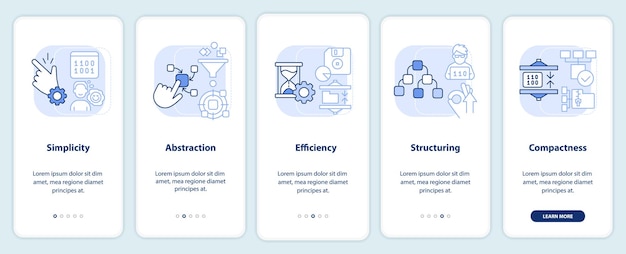 Caratteristiche dei linguaggi di programmazione azzurro per l'onboarding dello schermo dell'app mobile