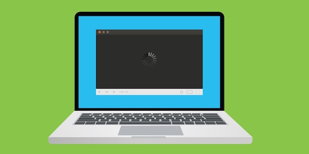 Caricamento del video di buffering del computer per la riproduzione