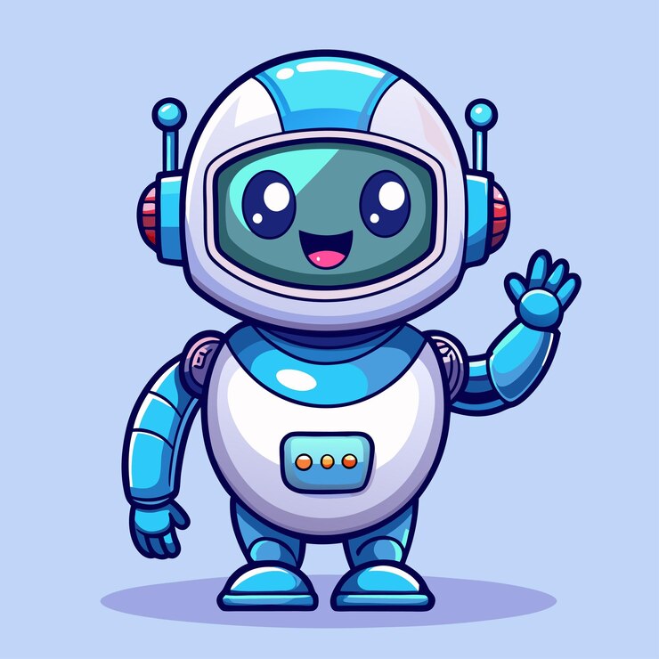 Caricatura di un robot carino che agita la mano