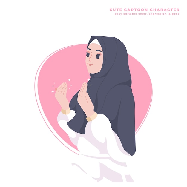 caricatura di una ragazza musulmana carino