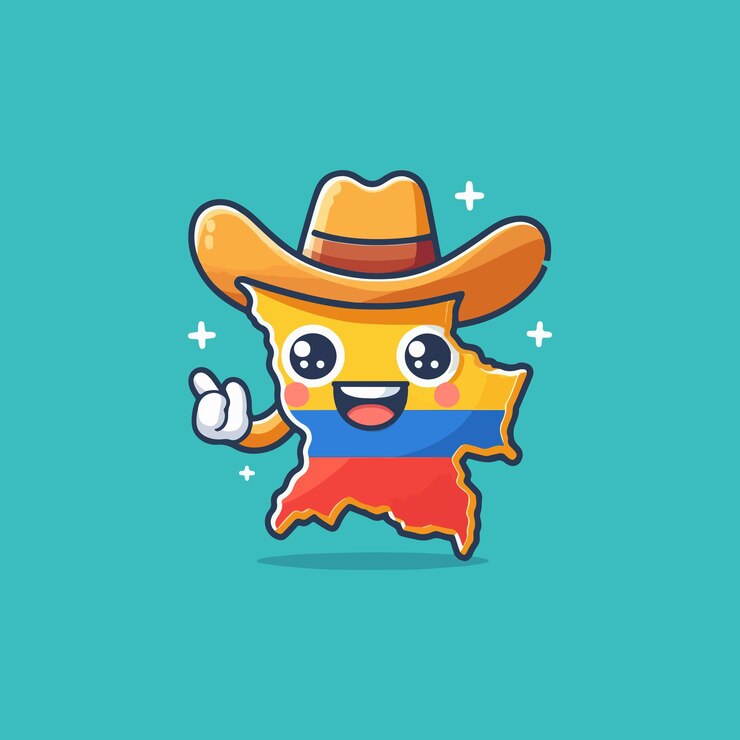 Vettore caricature cartoni animati della colombia con icone vettoriali animal holiday icon concept isolato