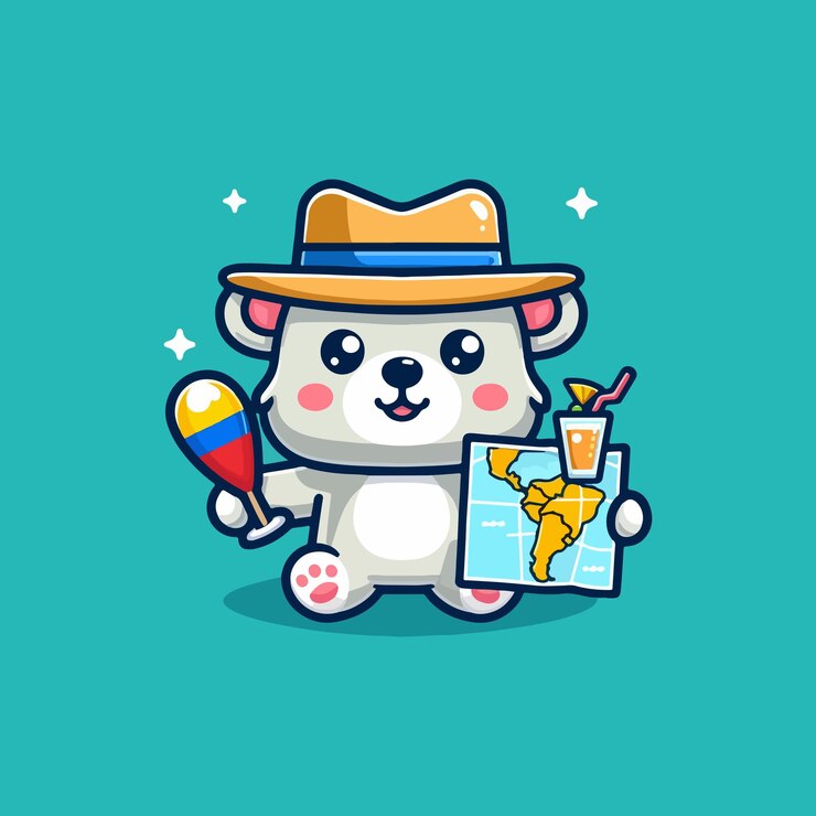 Vettore caricature cartoni animati della colombia con icone vettoriali animal holiday icon concept isolato