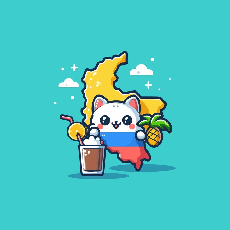 Vettore caricature cartoni animati della colombia con icone vettoriali animal holiday icon concept isolato