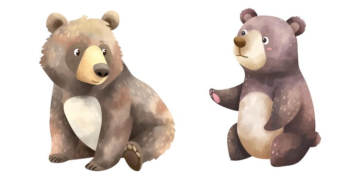 Vettore carina illustrazione ad acquerello dell'orso