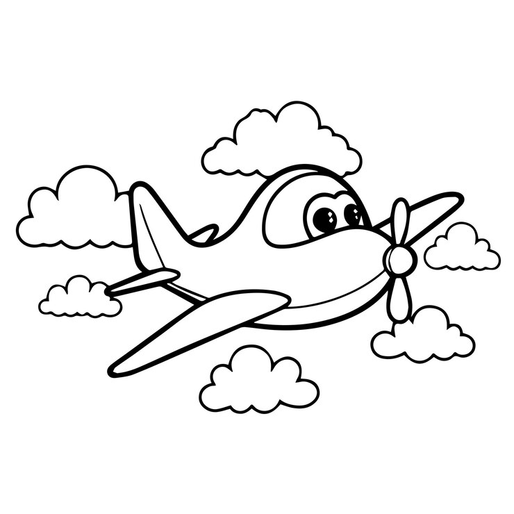 Vettore carina illustrazione vettoriale di un aereo perfetta per i bambini libro da colorare