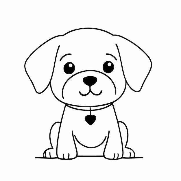 Carina illustrazione vettoriale Dog doodle per bambini foglio di lavoro da colorare