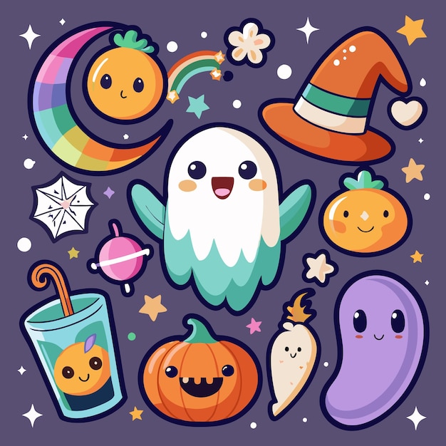 Carina zucca fantasma di Halloween e personaggi stellari