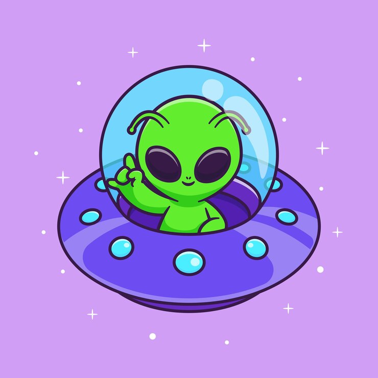 Vettore carino alieno in volo con ufo nello spazio cartoon vettore icona illustrazione scienza tecnologia isolata