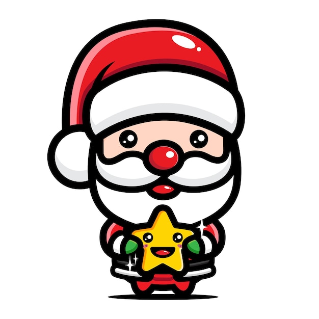 carino babbo natale che abbraccia le stelle