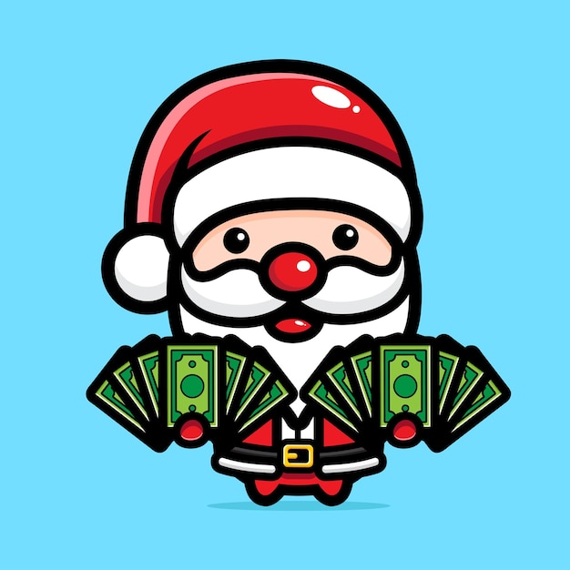 carino babbo natale che distribuisce soldi
