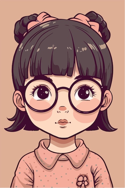 carino bambina kawaii illustrazione colori piatti illustrazione vettoriale arte digitale Anime isolato