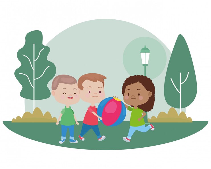 Vettore carino bambini felici divertendosi