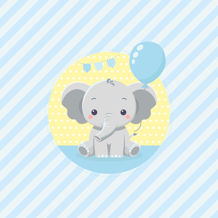Vettore carino biglietto di elefante festa di compleanno baby shower