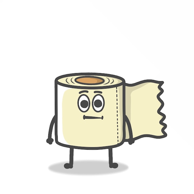Carino carta igienica personaggio mascotte piatto cartone animato emoticon disegno vettoriale illustrazione