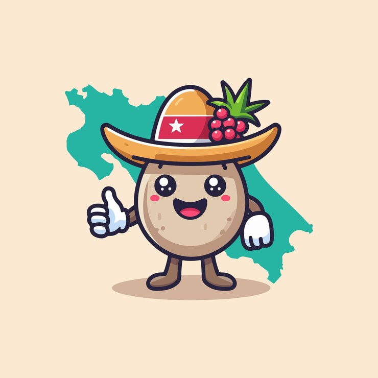 Vettore carino cartone animato della costa rica illustrazione di icona vettoriale animal holiday icon concept isolato