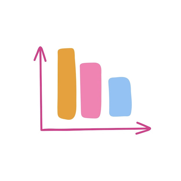 Carino clipart disegnato a mano del grafico grafico Elemento di business infografico per presentazioni report statistici Illustrazione vettoriale isolato su sfondo