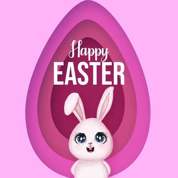 Carino colorato felice Pasqua vendita poster Banner viola sfondo rosa con uova vettore gratuito