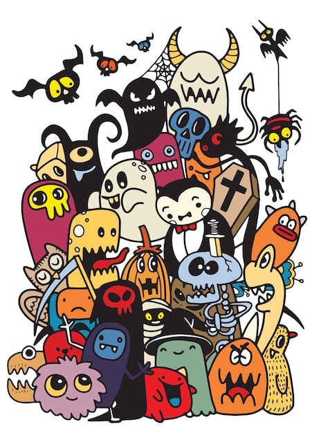 Carino disegnati a mano doodles di Halloween