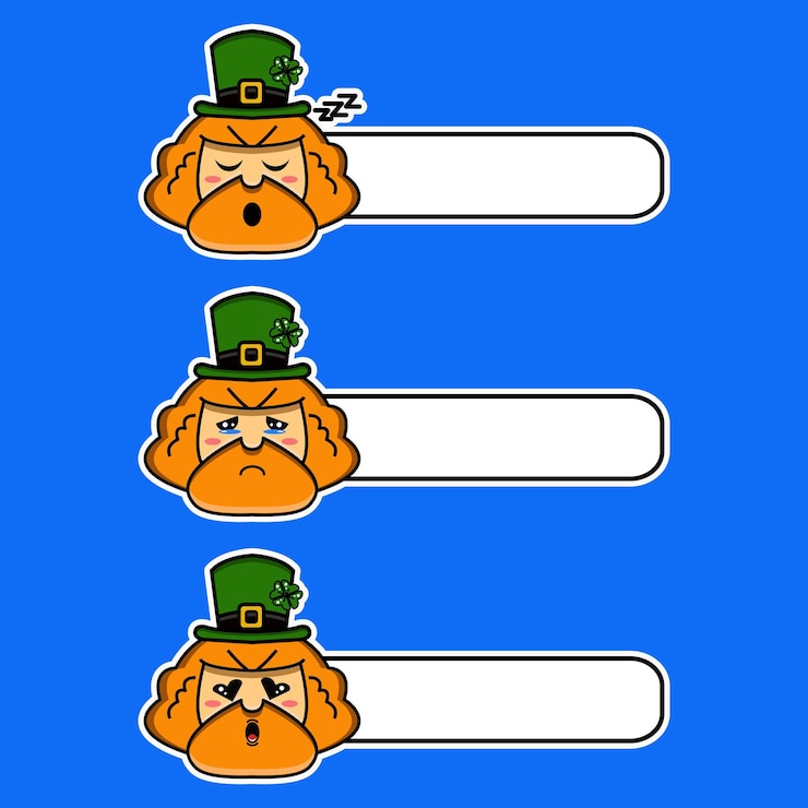 Vettore carino disegno vettoriale illustrazione testo vuoto tag carino leprechaun personaggio per il giorno di san patrizio
