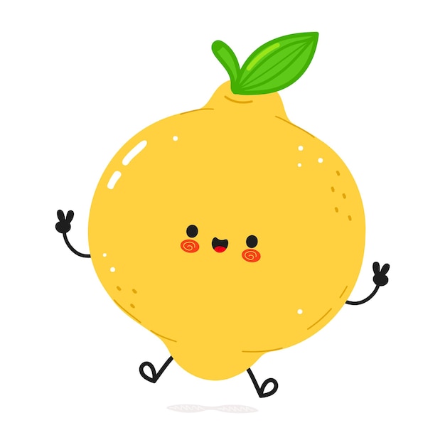Carino divertente personaggio di salto del limone