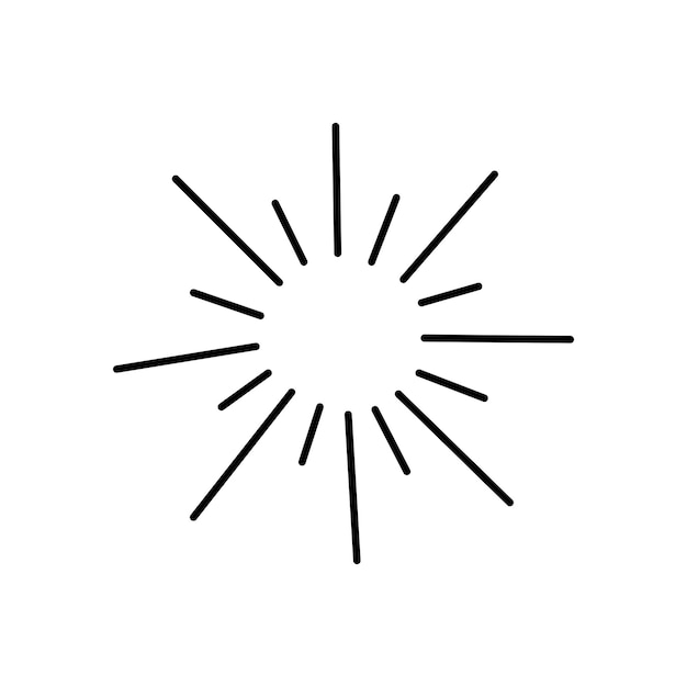 Carino doodle a mano disegnato raggi di sole immagine minimalista vettoriale isolata su sfondo bianco