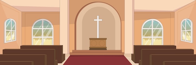 Carino e bello design della chiesa e degli oggetti interni vector design