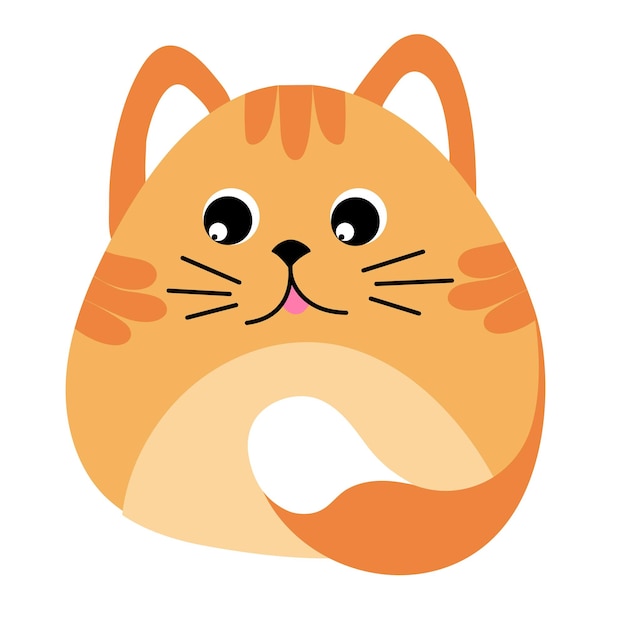Carino gatto a strisce rosse isolato su sfondo bianco Illustrazione vettoriale per bambini
