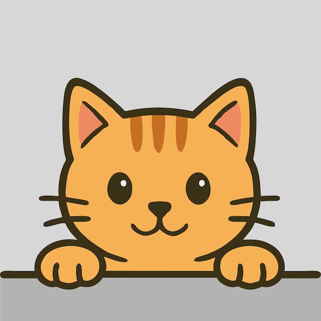 Carino gatto tabby arancione che sbircia su una superficie