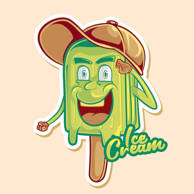 carino, gelato, cartone animato, vettore