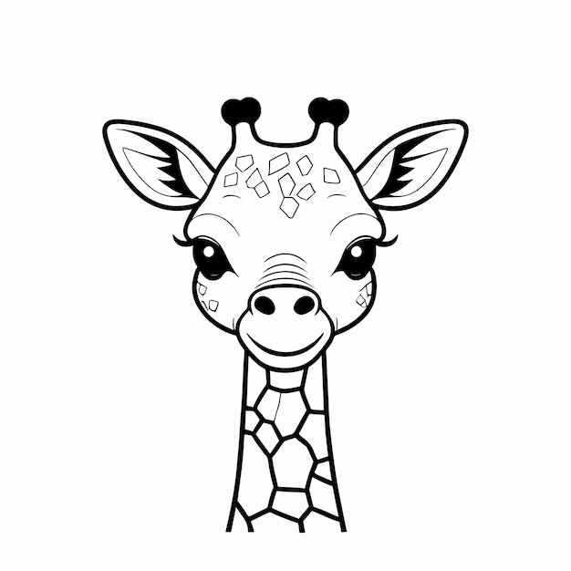 Carino giraffa linea minimalista arte vettoriale libro da colorare libro da colorare pagina stile contorno