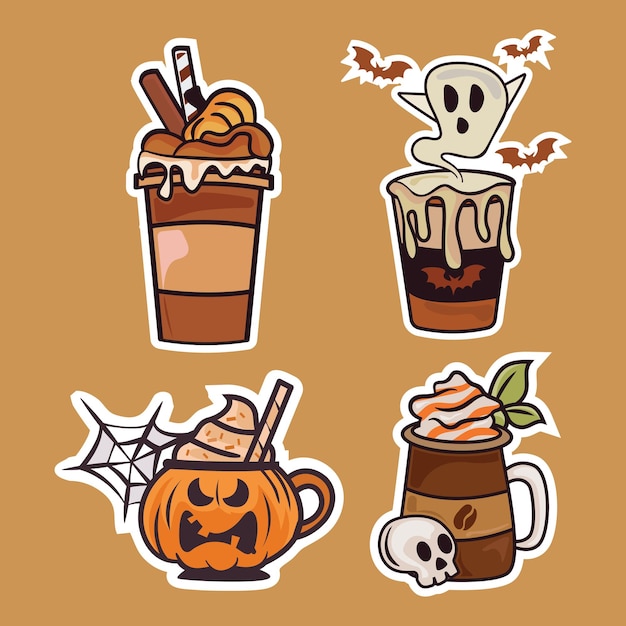 Carino halloween caffè latte Halloween drink vettore