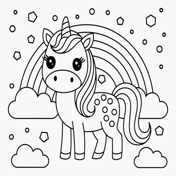 Vettore carino libro da colorare con illustrazione vettoriale di unicorno